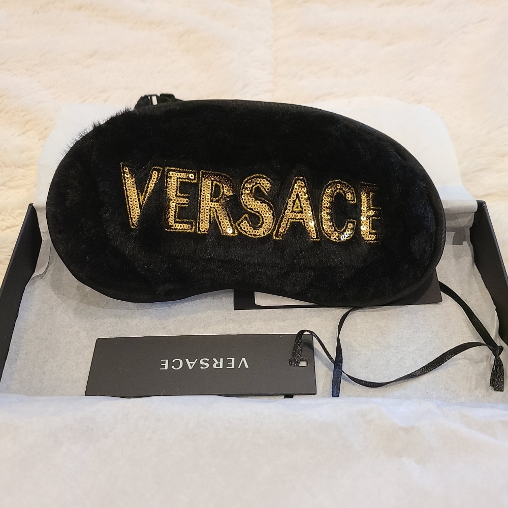 Versace Plush Black and Gold Sleep Mask